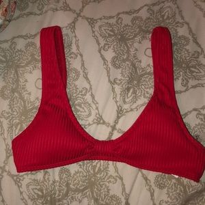 Red front knot swim top
